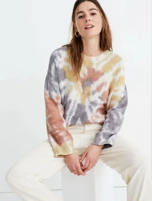 Madewell Tie-Dye Westford Pullover Sweater Pastel Cotton‎ Small Artsy Boho Boxy thumbnail 1