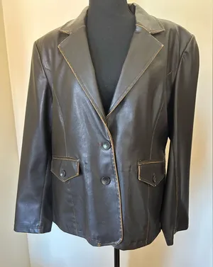 Leather Look Distressed Vintage Brown Jacket Size XL thumbnail 1