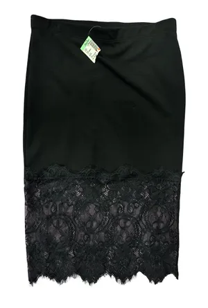 Papaya Black Lace-Trim Pencil Skirt thumbnail 1