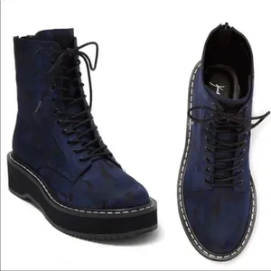 NWT Kendall & Kylie Navy‎ Camo Hunting Combat Boot thumbnail 1
