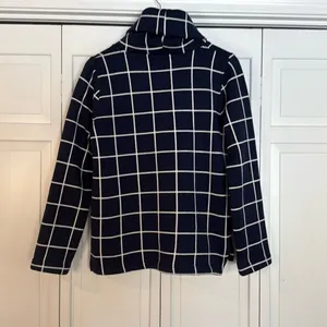 J.Crew navy windowpane turtleneck fleece sweater M thumbnail 6