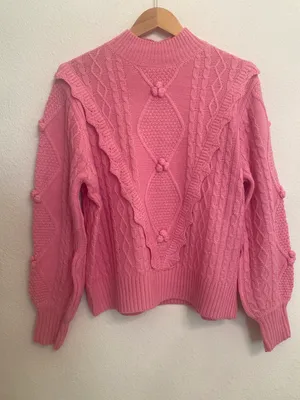 VICI NEW -CHANTEL CABLE KNIT PULLOVER SWEATER - PINK thumbnail 9