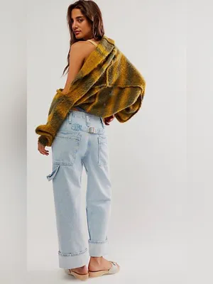 Free people we the free major leagues mid rise carpenter jeans light wash sz 24 thumbnail 2