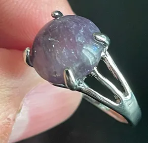 Round purple amethyst S925 silver ring size 7.5 thumbnail 3
