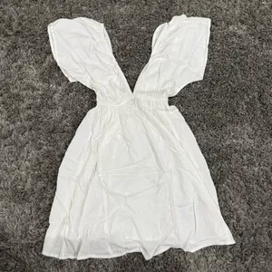 ASOS Design Tall Flutter Sleeve Mini Beach Dress in White, Size 0​​​​ thumbnail 2