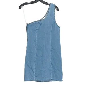 Le Lis Womens Dress Chambray One Shoulder Mini Side Zip Y2K Blue Size Medium GF thumbnail 2