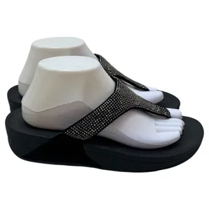 Fitflop‎ Black Silver Beaded Platform Sandal Capsule Breathable Comfort 9 thumbnail 7