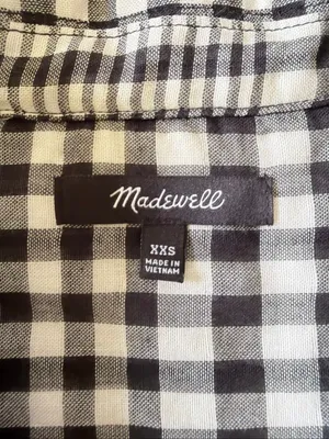 Madewell Black White Plaid Double Layer Oversized Shirt XXS Short Sleeve thumbnail 3