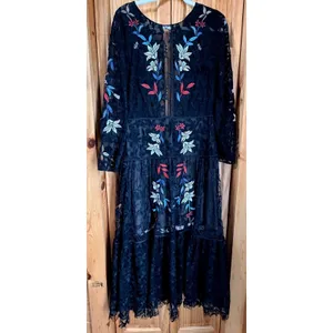 Sachin & Babi Noir Dream Embroidered Lace Trumpet Dress Black Floral Gown 14 thumbnail 4
