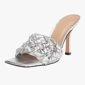 Marc Fisher leather Silver Woven Heeled sandals thumbnail 2