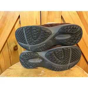Merrell Women's Leather Encore Buckle Puff Slide Mules Faux Fur Cocoa size 5 thumbnail 7