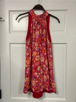 ANDRÉE BY UNIT Red & Pink Floral Tie-Neck Dress thumbnail 3
