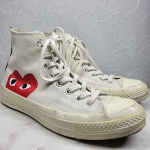 Converse x Comme des Garcons PLAY Chuck 70 High Top Sneakers M7 W9 Heart Logo thumbnail 5