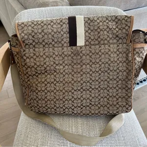 Vintage Coach Voyager Logo Canvas and Leather Messenger Bag in Brown thumbnail 5