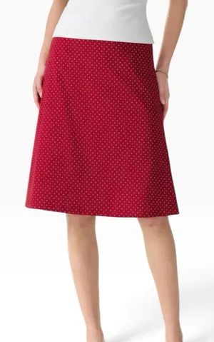 NWT OGL Stretch Cotton Polka Dot A-Line Flare Skirt Limited Ed Red Size Large thumbnail 1