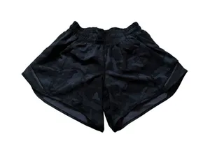 Lululemon Hotty Hot Shorts Size 2 Tall Black Camo Athletic Activewear Running thumbnail 1
