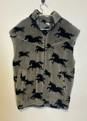 Kerrits vintage horse print fleece vest Size Medium‎ thumbnail 1