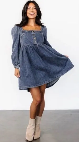 Baltic Born Gretchen Blue Denim Short Dress XL thumbnail 1