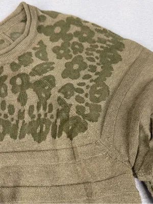Design History Tunic Top Womens S Olive Leopard Floral Sheer Knit High Low Boho thumbnail 2