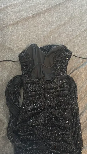 Lucy in the Sky Black Sequin Tie Back Mini Dress thumbnail 3