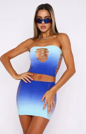 White Fox Boutique Feeling Pretty Mini Skirt Topaz Gradient thumbnail 1
