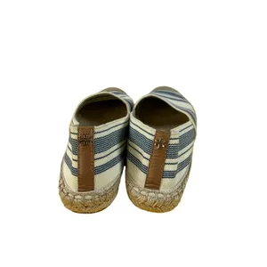 Tory Burch Beige‎ Blue Striped Fabric Espadrille Flat Slip-On Shoes 9.5 Designer thumbnail 3