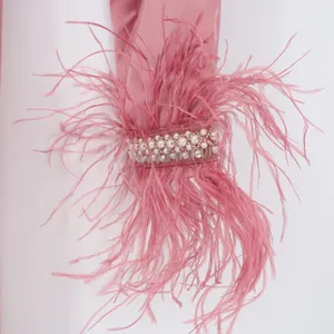 Naked Wardrobe The Statement Blush Pink Feather Trim Pearl Duster Robe M thumbnail 4
