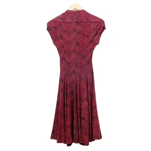 Norma Kamali Dress XS Red Snake Print Shrug Fit Flare Stretch Midi Animal Print thumbnail 3