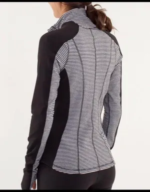 Black and White Stripe Zip U-Turn Lululemon Quarter Zip thumbnail 3