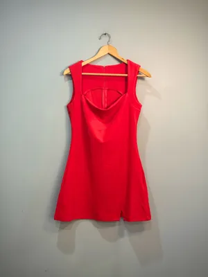 Red Unbranded Square Neck Mini Dress Size L EUC thumbnail 3