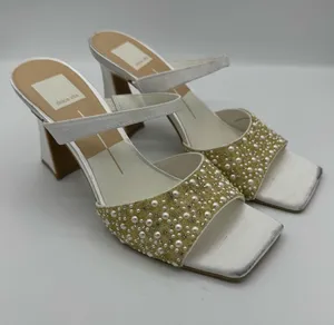Dolce Vita Nasia Rhinestone Block‎ Heel Sandals White Size 8 bridal rehearsal thumbnail 1