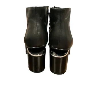 Alexander Wang Ladies Black Leather Cut Out Block Heel Ankle Bootie Shoes 6.5 thumbnail 6