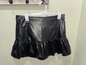 Black leather ruffle skirt thumbnail 3