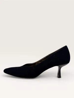 Ann Taylor 2010’s Round Toe Fabric Leather Kitten Heel Black Pumps Sz 9 thumbnail 3