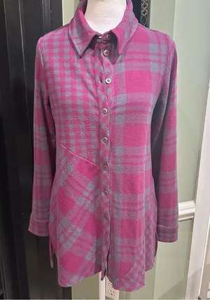 Soft Surroundings Asymmetrical Plaid Button Front Tunic – XS thumbnail 1