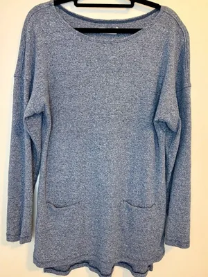UGG Blue Heather Tunic Sweater Top Side Slit Pockets Small thumbnail 1
