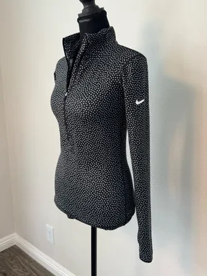 NWT Nike Pro Dri-FIT Polka Dot Half-Zip Top XS thumbnail 2