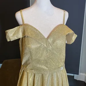 Women’s Off the Shoulder Short Gold Dress Corset Back Party Prom Size 12 NWOT thumbnail 2