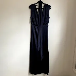 NWT Dessy Collection‎ Charmeuse Cap Sleeve Gown Dress in Midnight Blue thumbnail 3