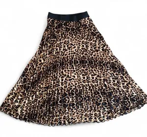 Kassually 28 Medium High Waisted Midi Skirt Pleated Cheetah Print Leopard Animal thumbnail 1