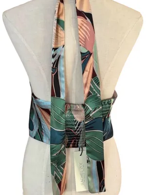 Rachel Zoe Women’s 2-Piece Tropical‎ Palm Print Satin Halter & Pant Set Small thumbnail 3