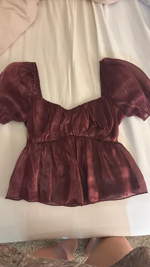 TJ Maxx Maroon Metallic Blouse thumbnail 3