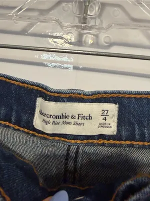 Abercrombie & Fitch Distressed Dark‎ Blue Denim Button-Front Mom Shorts thumbnail 2
