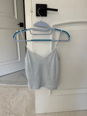 Brandy Melville Striped Lace Tank Top Blue thumbnail 2