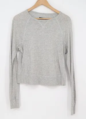 Rag & Bone Top Womens S Raglan Long Sleeve Heather Grey Cropped Excellent thumbnail 1