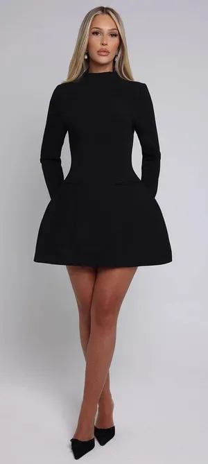 NWT Babyboo Kelly Black Cutout Back Long Sleeve Bodycon Mini Dress Women Size XS thumbnail 1