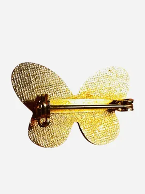 Butterfly Brooch Enamel Mauve Pink White Length Gold Tone thumbnail 2