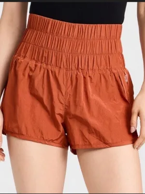 Free People Movement The Way Home Shorts in Rust Orange Size Large thumbnail 1