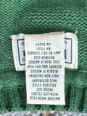 L.L. Bean Knit V Neck Sweater Green Large thumbnail 3