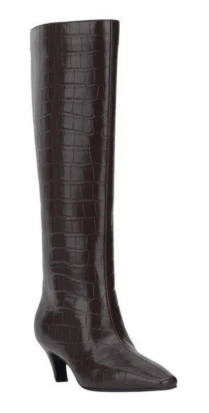 NWT INC International Concepts Knee High Boots Kitten Heel Brown Croc 6M thumbnail 1